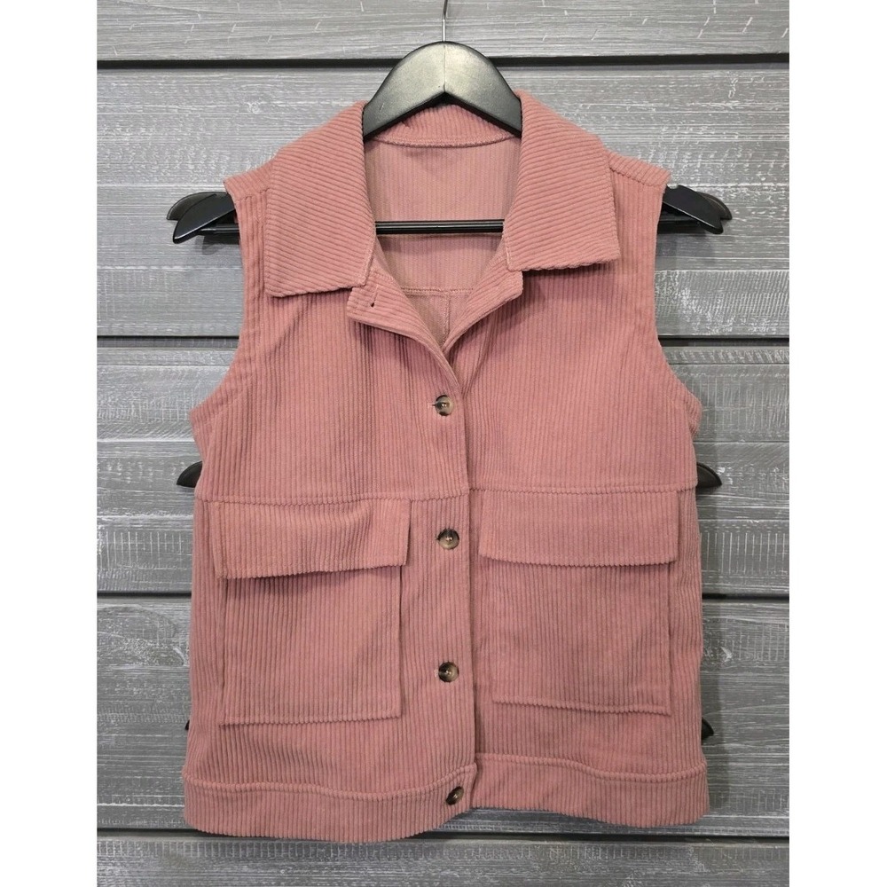 Emery Rose Corduroy Womens Vest Size Small Pink